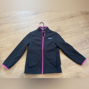 Lands' End Girls Fleece Black Jacket with Pink Accents sz 8(M)